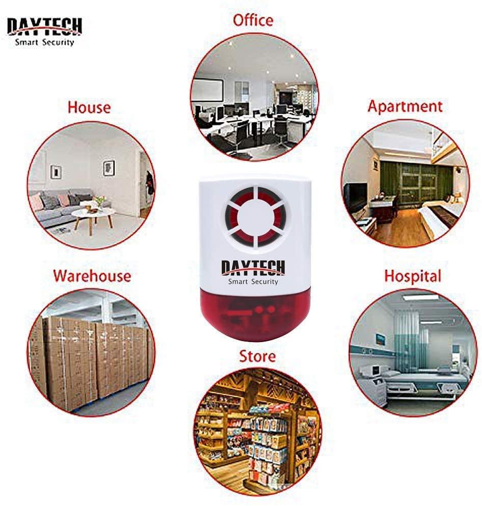 Daytech Daytech Strobe Siren Panic Alarm Button Siren Alarm with Light for Home Caring Loud Outdoor SOS Alert System 2 Red Flashing Siren and 4 Emergency Button for Store Hotel Jewelry Shop Security