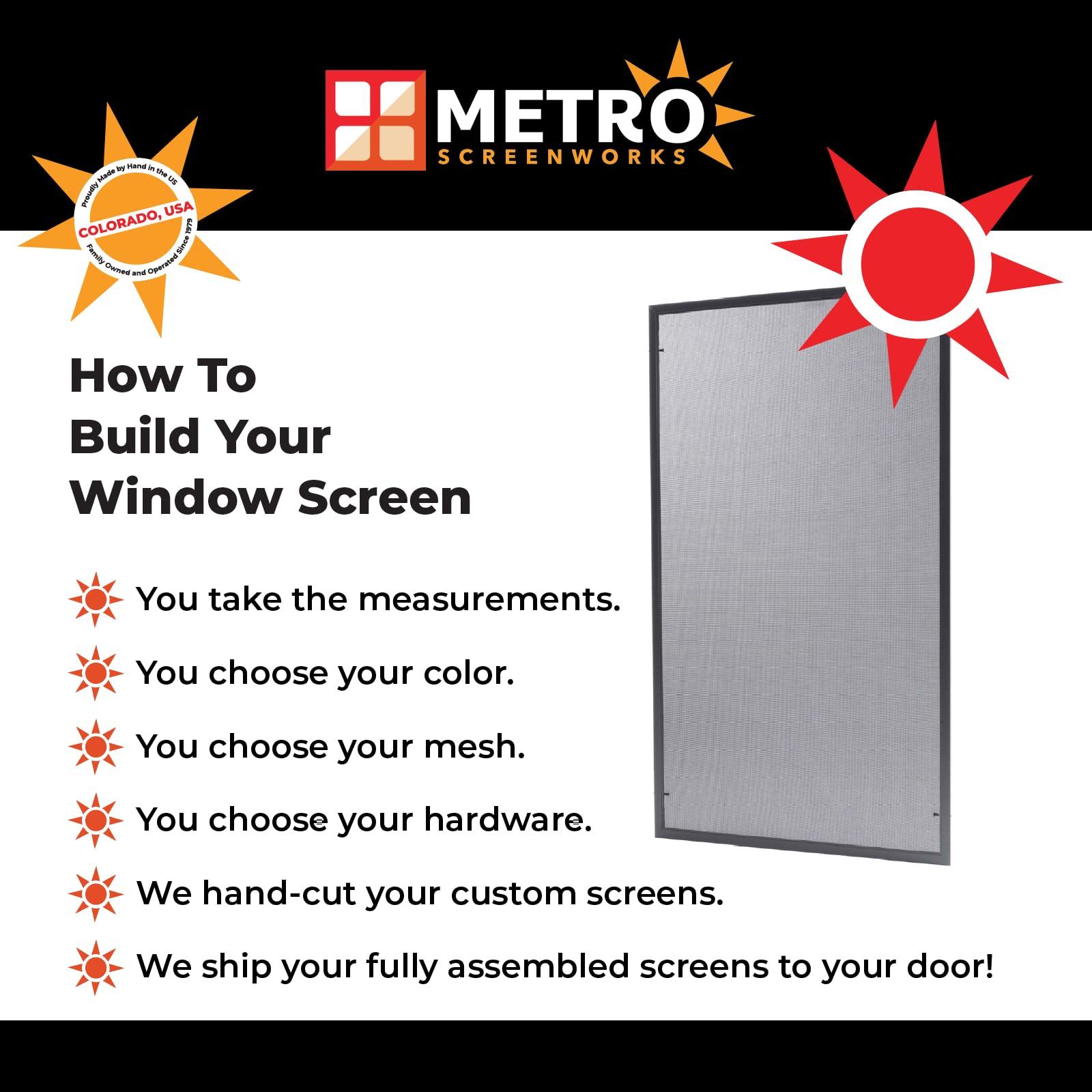 Metro Screenworks Metro Screenworks Custom Window Screens Fully Assembled and Ready to Install - Window Screen Replacement for House, (Bronze) Pre-Framed Mesh Replacement Window Screens, Home, Patio, & More