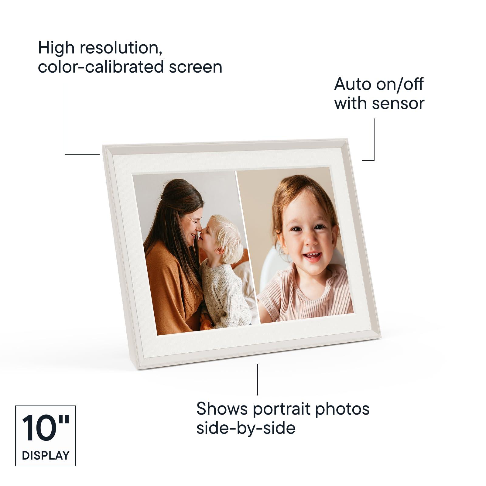 AURA Aura Carver 10.1" WiFi Digital Picture Frame | The Best Digital Frame for Gifting | Send Photos from Your Phone | Quick, Easy Setup in Aura App | Free Unlimited Storage | (Clay with White Mat)