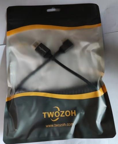 Twozoh Twozoh Left Angled Coiled Mini HDMI to HDMI Cable, 90 Degree Mini HDMI to HDMI Coiled Cable Support 3D/4K 1080P Stretched Length to 1.5M / 5FT