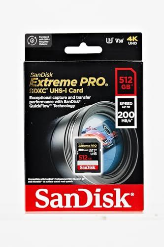 SanDisk SanDisk 512GB Extreme PRO SDXC UHS-I Memory Card - C10, U3, V30, 4K UHD, SD Card - SDSDXXD-512G-GN4IN, Dark gray/Black