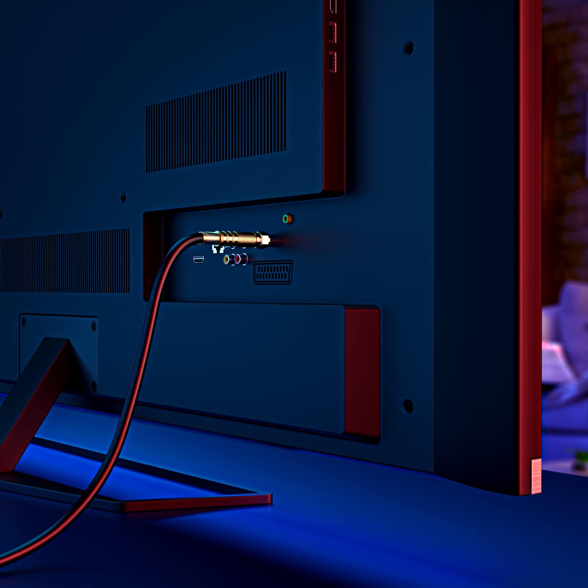 Maximm RG6 COAXIAL Cable - Quad Shielded, 6 / Black Non-Oxygen Copper Cable Wire for TV, Internet & More - Flexible Coax Cable Cord