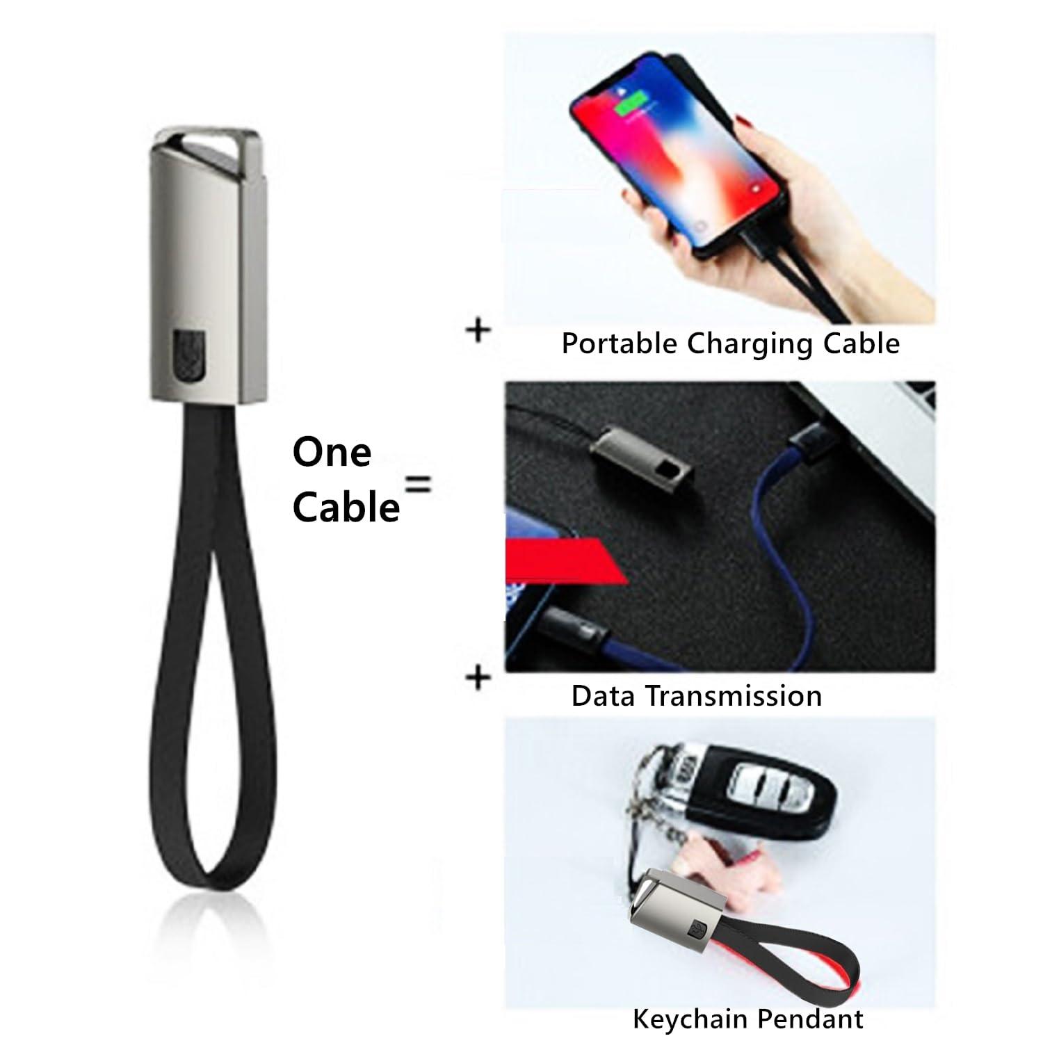 JASHALO USB A to C Charger Cable, Portable Keychain 0.75ft Short Type-C Charging & Data SYNC Nylon Braid Cord for power bank, Compatible with iPhone 15/15 Pro Max Galaxy S20 S10 S9 S8 and other usb c devices.