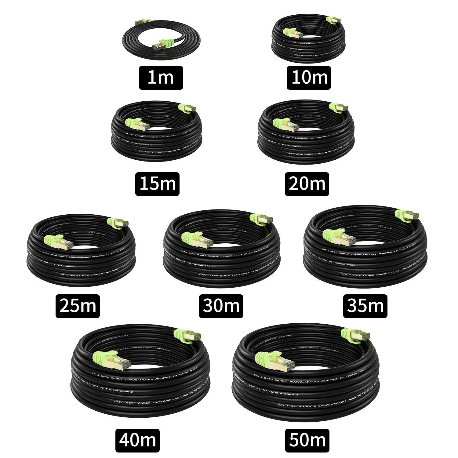 XXONE Outdoor Cat 7 Ethernet Cable 150ft, 26AWG Heavy-Duty Cat7 Networking Cord Patch Cable RJ45 Transmission Speed 10GbpsTransmission Bandwidth 600Mhz LAN Wire Cable SFTP Waterproof Direct Burial (150FT)