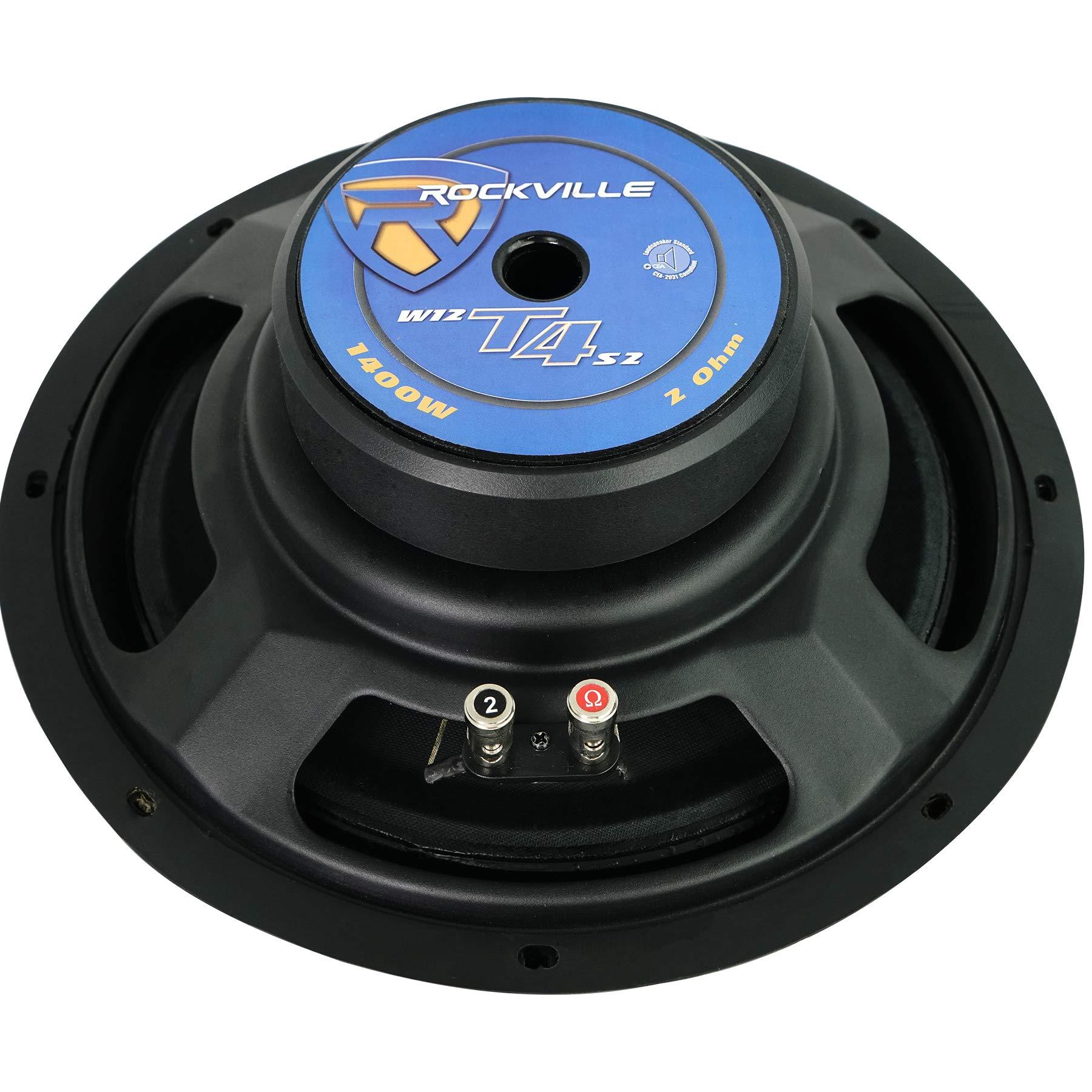 Rockville 2 Rockville W12T4S2 12\" Shallow Mount 1400w Car Subwoofers, CEA Compliant, 2-Ohm