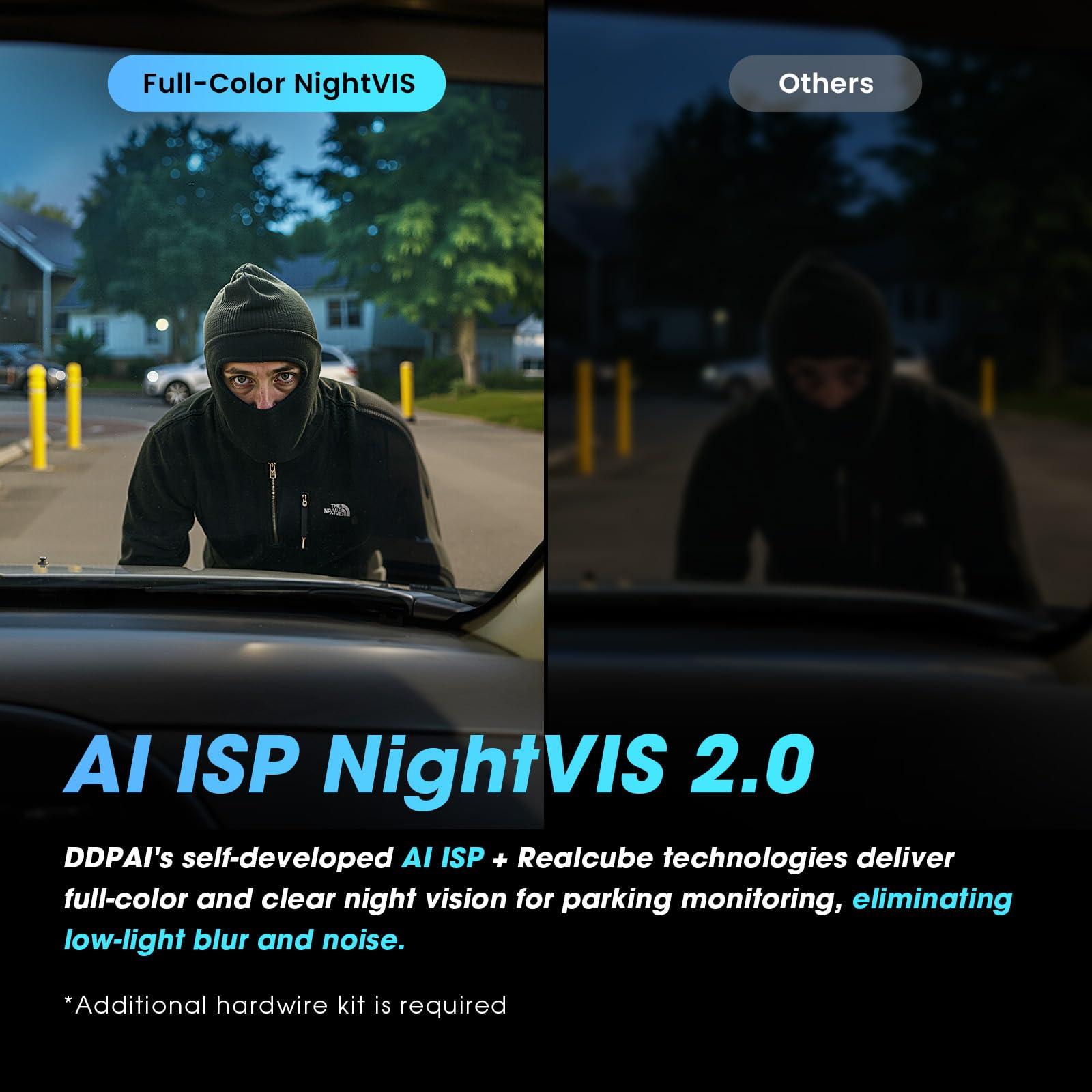 ddpai DDPAI 4K Dash Cam Front and Rear, 2160P+1080P Dash Camera for Cars, up to 15MB/s 5GHz WiFi Dashcam with 32G eMMC, GPS, Night Vision, 3\" IPS, WDR ADAS 20 Days Parking Mode Loop Recording G-Sensor, Z60