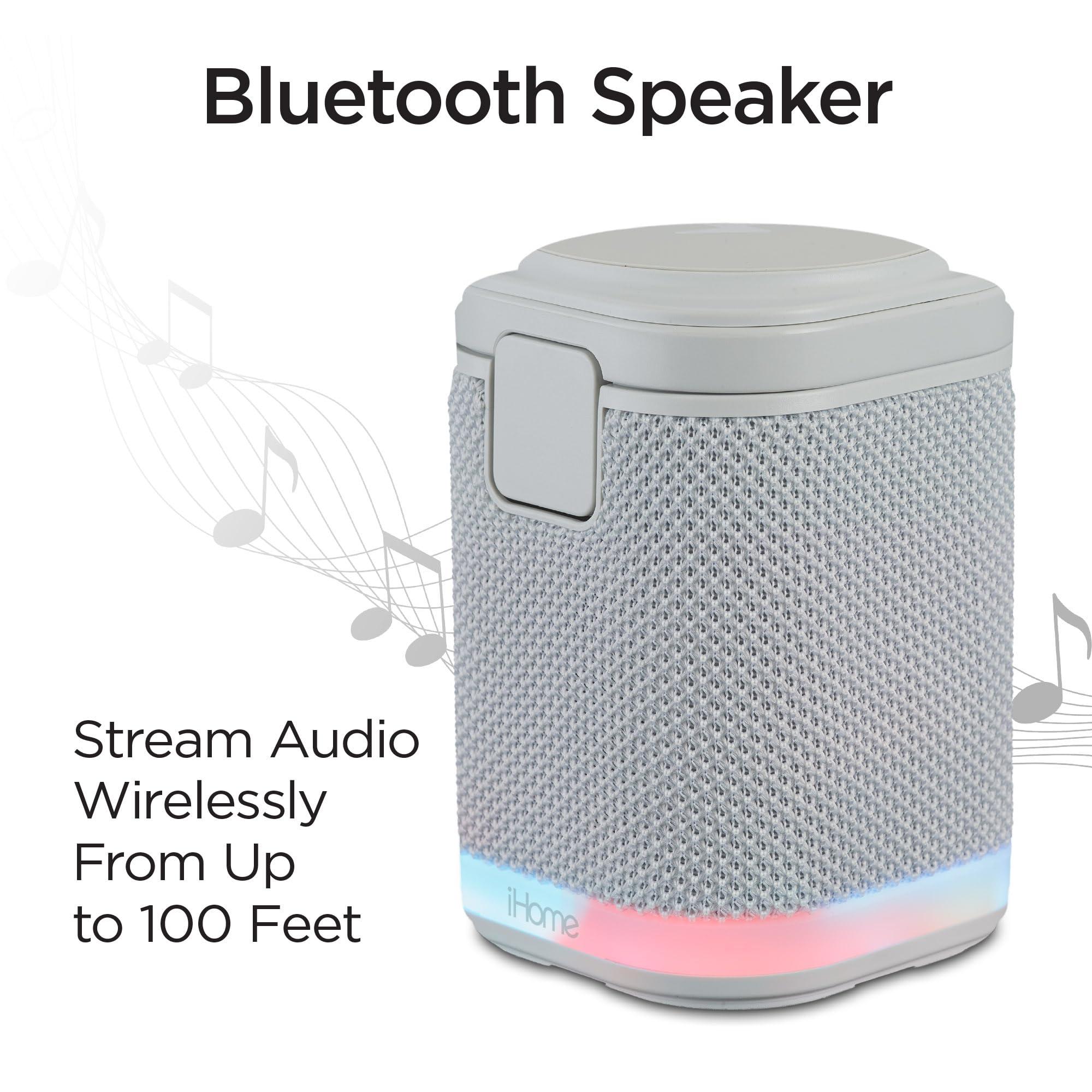 iHome iHome Bluetooth Speaker with Wireless Charger, Charging Station with Color Changing Night Light - Gray (iPBT50G)