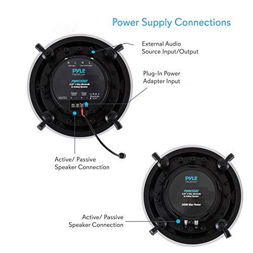 Pyle Ceiling and Wall Mount Speaker - Wireless Bluetooth 5.25” Dual 2-Way Audio Stereo Sound Subwoofer Kit with, 240 Watts, in-Wall & in-Ceiling Flush Mount for Home Surround System - Pyle PWRC55BT