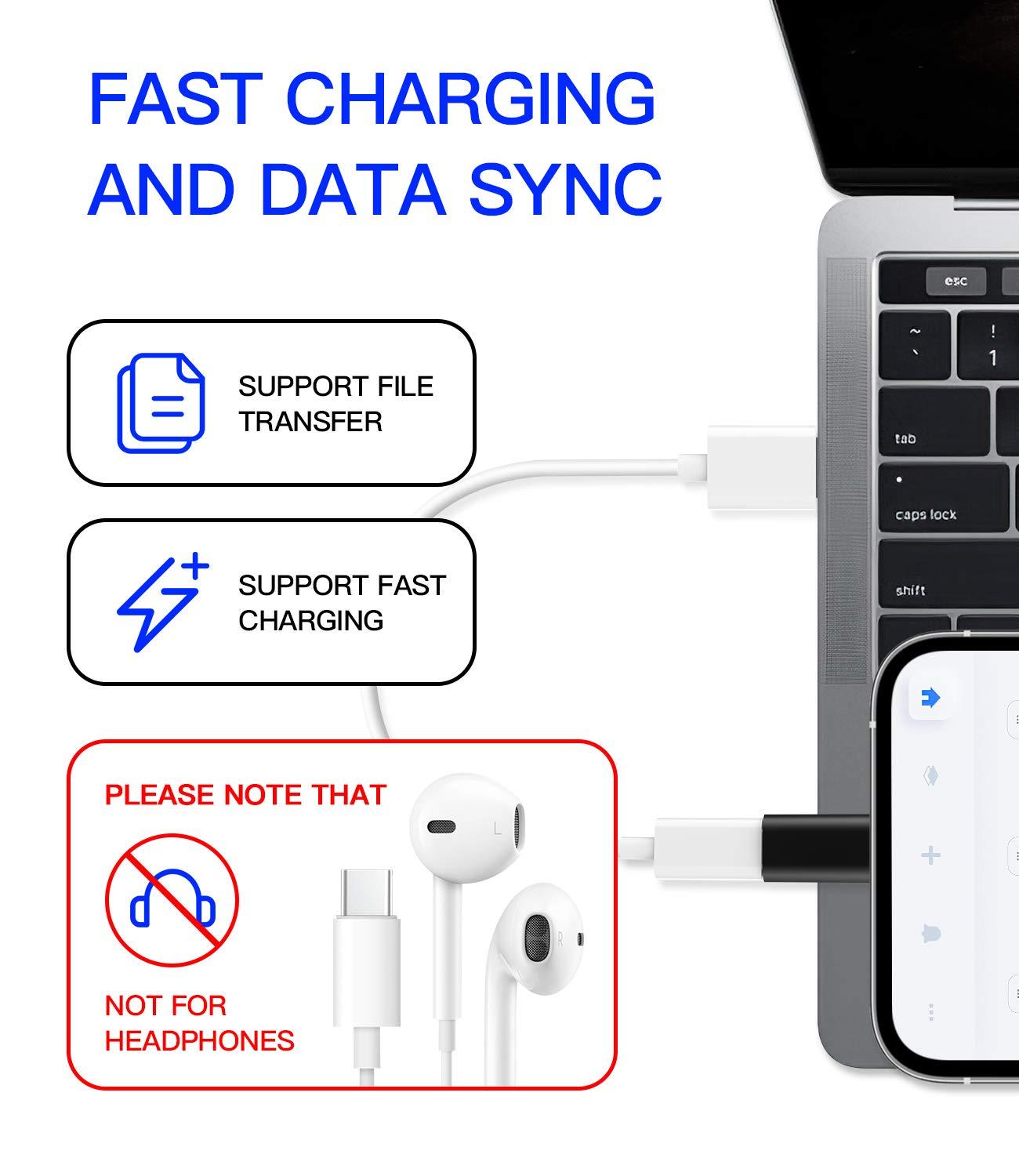 zoyuzan 4Pack,USB C Female to Lightning Male Adapter,USB-C to Lightning Adapter,Lightning to USB C,Type C Cable Charger Adaptor for Apple iPhone 12 11 Mini PRO MAX XS XR X SE2 7 8Plus Ipad AIR USBC Charging