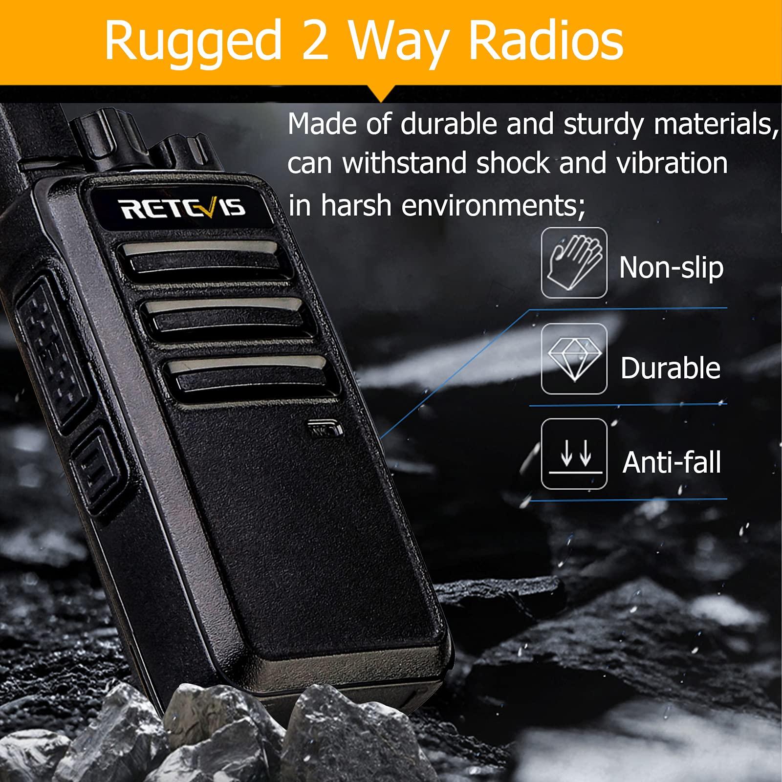 Retevis Retevis RT68 Walkie Talkies(4 Pack) with Earpiece(4 Pack), 2 Way Radio Long Range, 1200mAh Battery, Portable Walkie Talkie Rechargeable with USB Charging Base, Earhook 2 Way Radio Earpiece Single Wire
