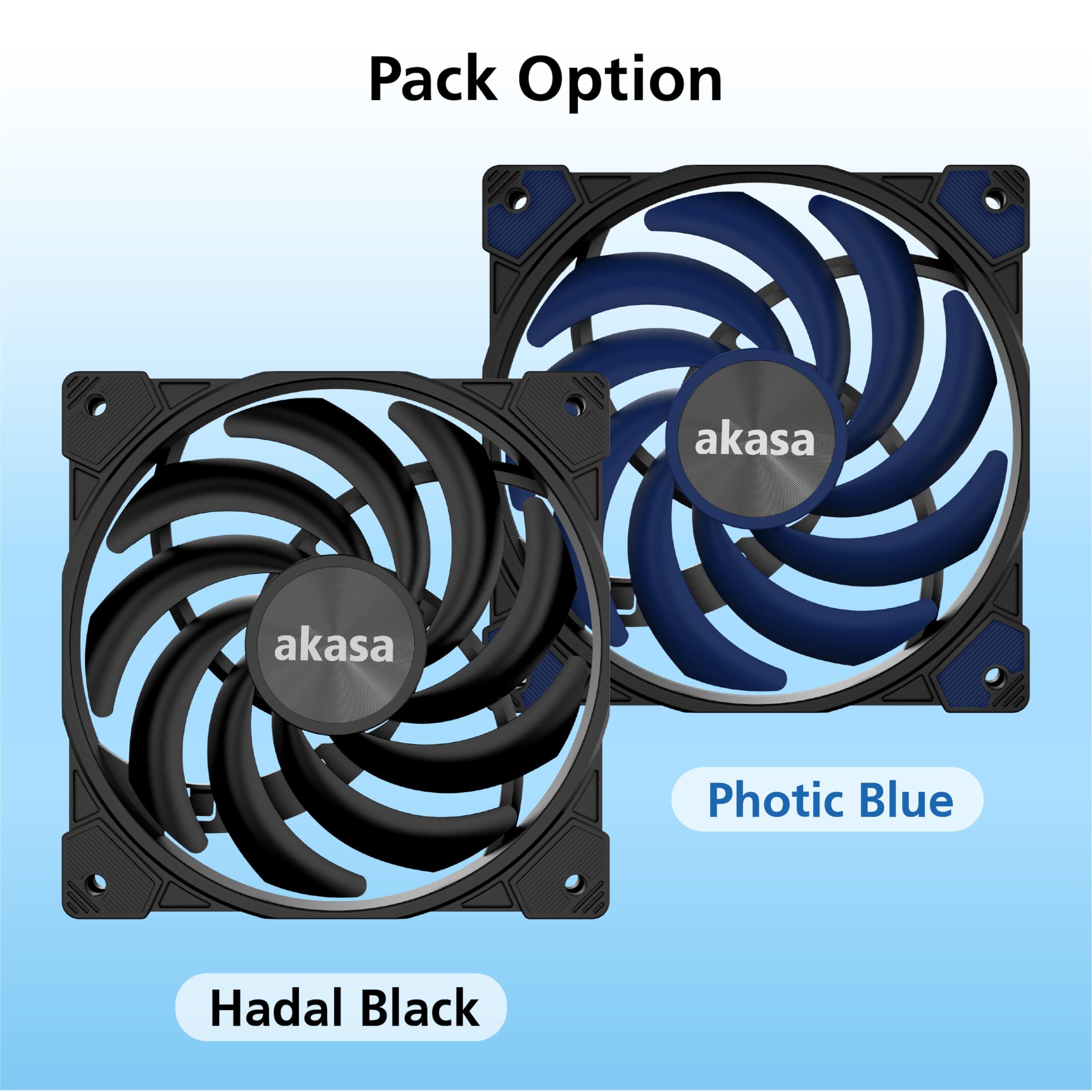 Akasa Akasa Alucia XS12, 120mm PWM Case Fan, High Performance Cooling Fan, 4 Pin, 120 x 15mm Sizing Slim Low-Noice, Up to 2000 RPM & 41.59 CFM, Blue, AK-FN122-BL