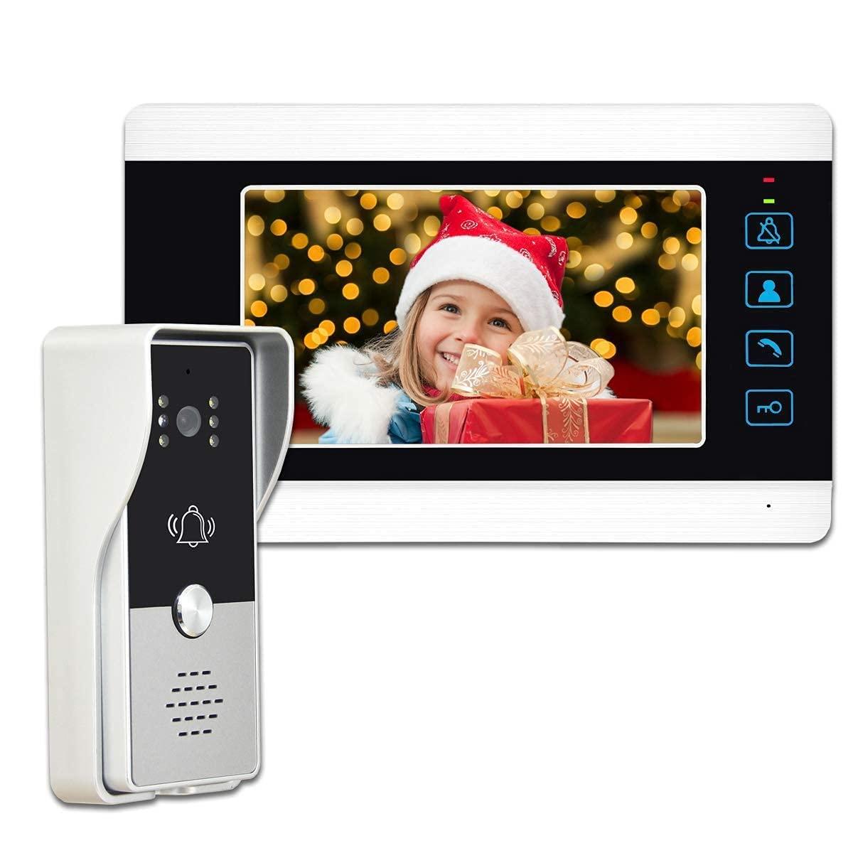 AMOCAM AMOCAM Video Intercom System and Electric Control Door Lock and 12V Power Supply Control and 150FT RVV4 Cable for Home Villa