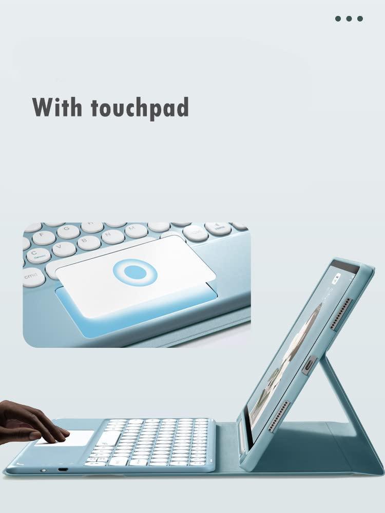 GOOVEN Galaxy Tab S6 Lite 10.4 inch 2024/2022/2020 Touch Keyboard Cover with mouse Cute Round Keys Touchpad Slim Smart Magnetic Detachable BT Keyboard, Black