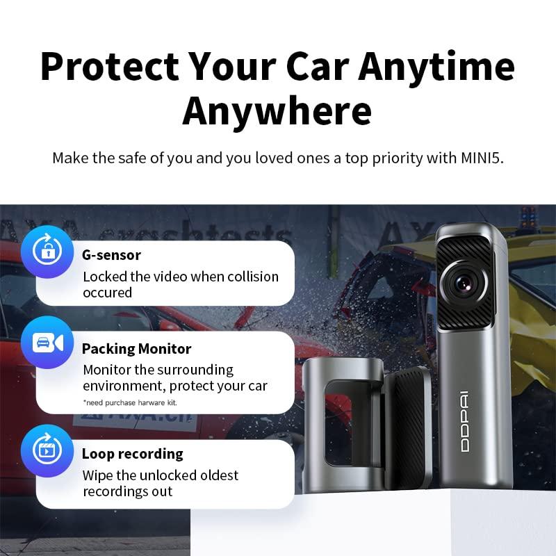 ddpai DDPAI Dash Cam 4K Front 3840x2160, Built in 5G WiFi GPS, 64G Storage Car Dash Camera, No Need Extra SD Card, Sony IMX 415 STARVIS Sensor, Night Vision,G-Sensor, Loop Recording, AR Technology Mini5