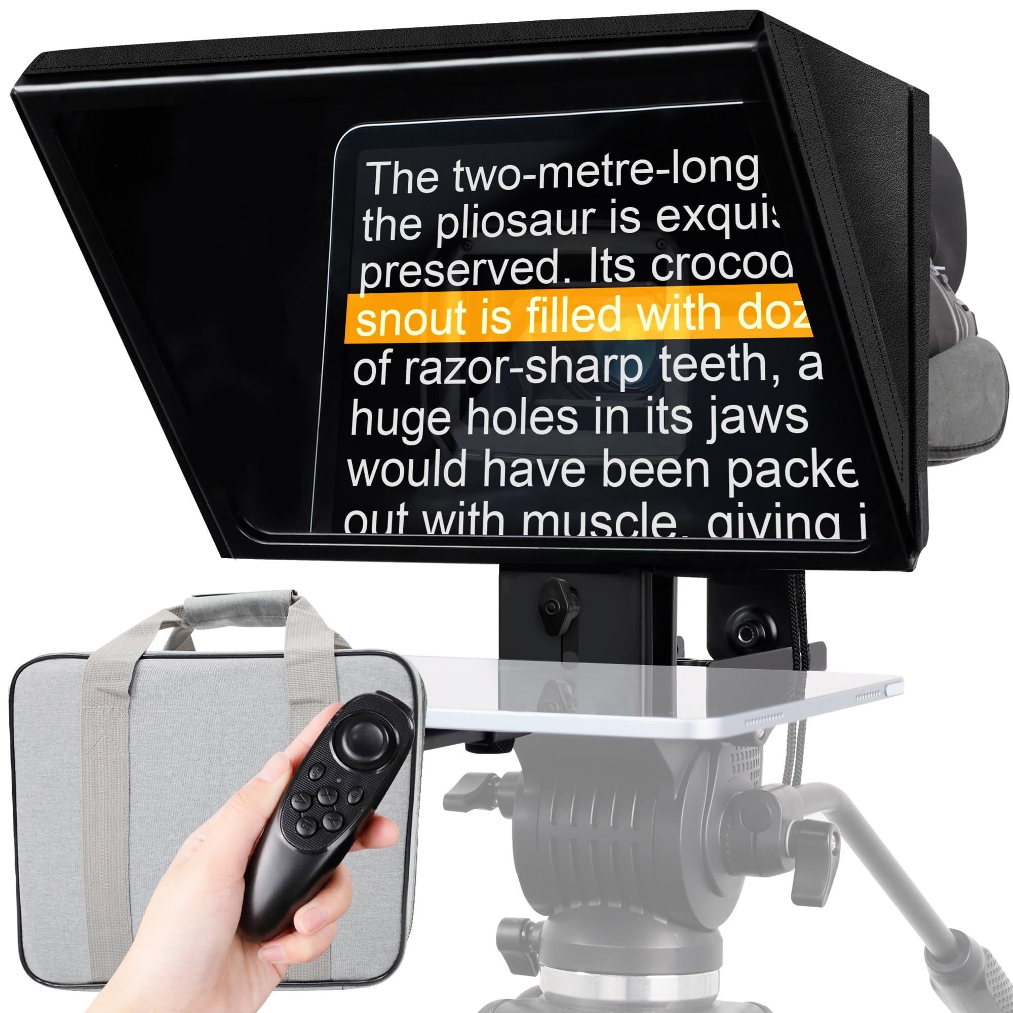 Geimrsy GEIMRSY i2/12-inch All-Metal teleprompter, Lift The teleprompter and Remote Control, Using Tempered Optical Glass, Compatible with a Variety of Devices for a Variety of scenarios.