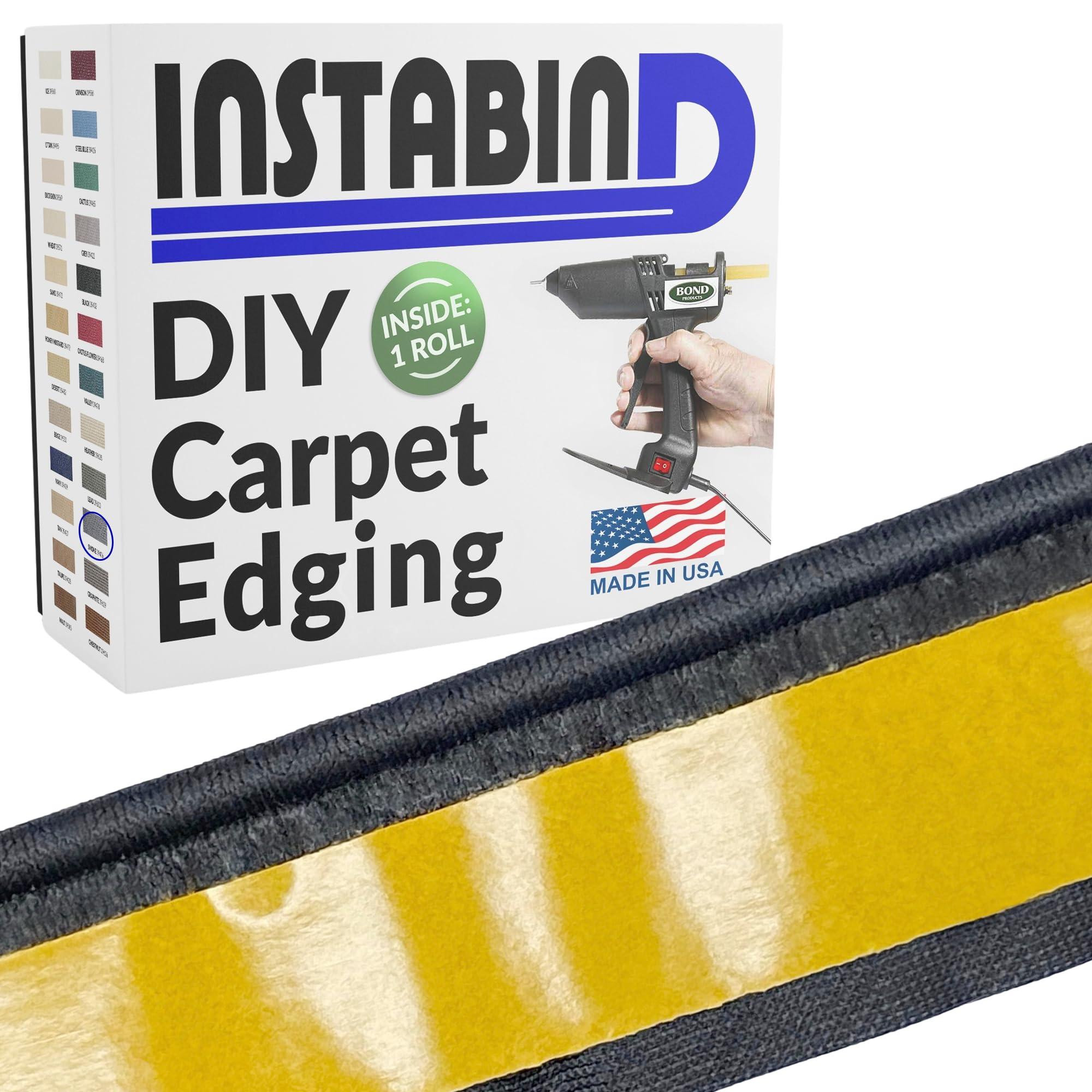 Instabind Carpet Binding by Instabind - Regular Style, Carpet Edge Binding, Rug Binding for Edges, Ideal for Area Rugs, Durable Hold, DIY Carpet Binding, Carpet Finishing Edge - Smoke, 54 ft Rolls