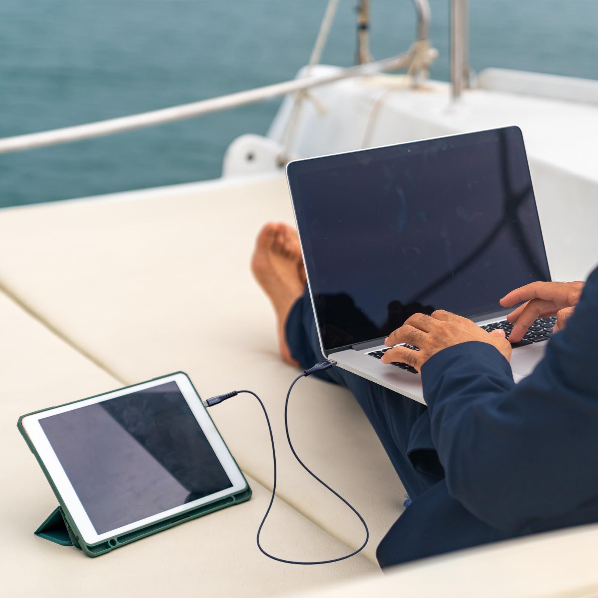 Nautica Nautica Lightning to USB-A Cable, Fast Charge Support, 12W Output Power, Durable Braided Cable 4 ft, Compatible with iPhone, iPad, iPod (Navy)