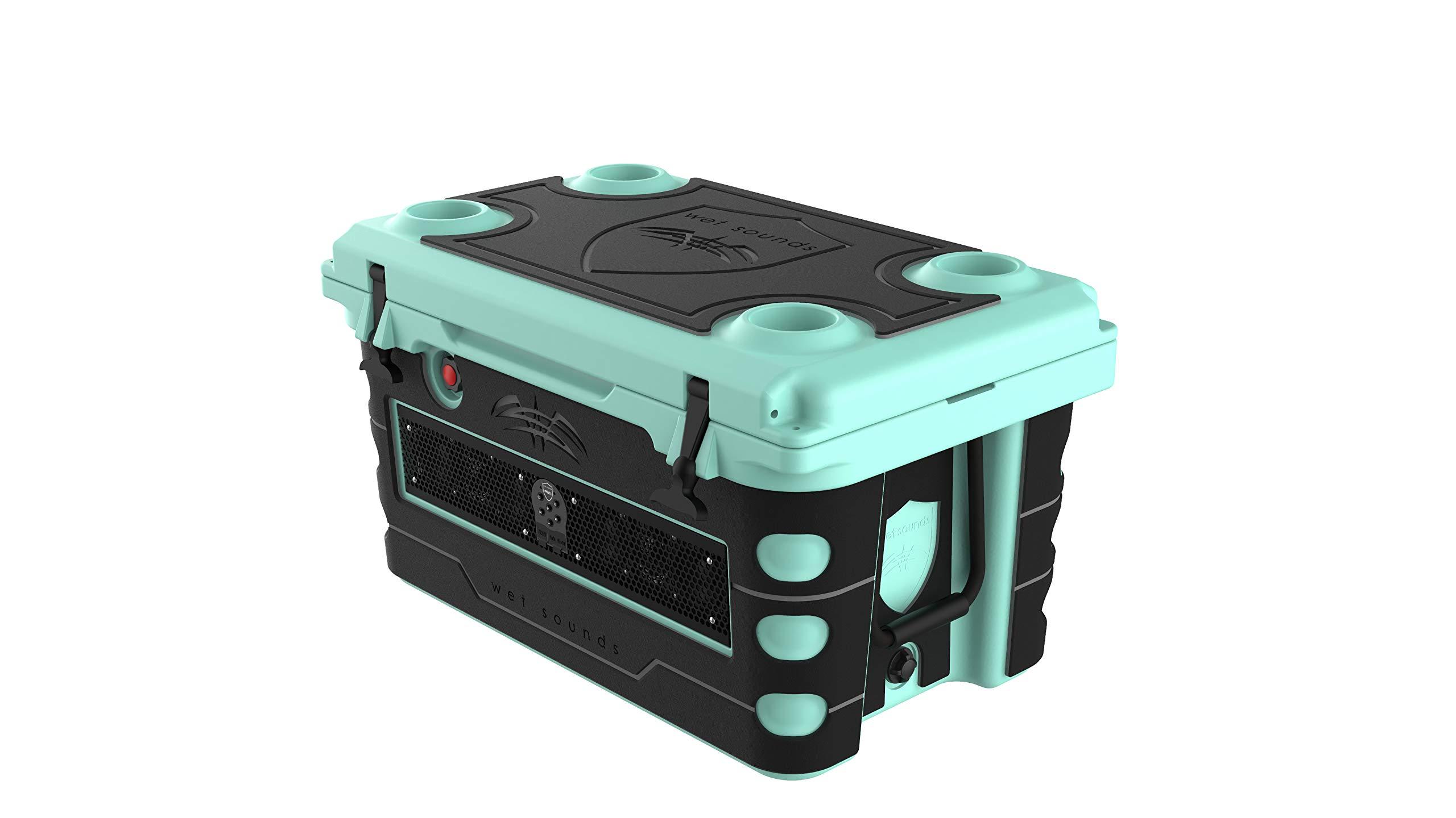 wet sounds wet sounds Stealth SHIVR-55-SFM Seafoam High Output Audio Cooler Speaker System + Full Gator Step Kit - Black Over Gray