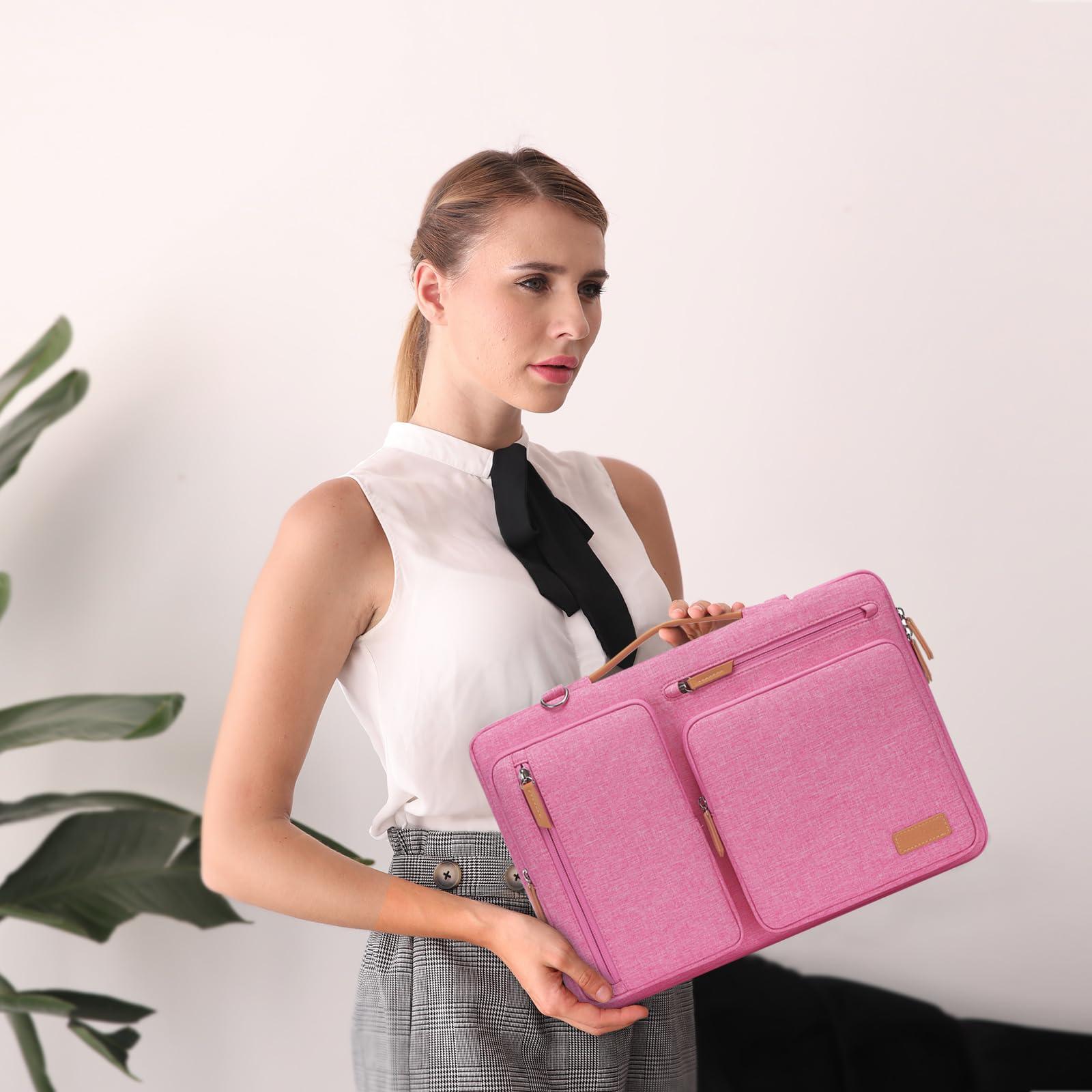 MOSISO MOSISO 360 Protective Laptop Shoulder Bag,13-13.3 inch Computer Bag Compatible with MacBook, HP, Dell, Lenovo, Asus Notebook,Side Open Messenger Bag with 4 Zipper Pockets&Handle, Rose Red