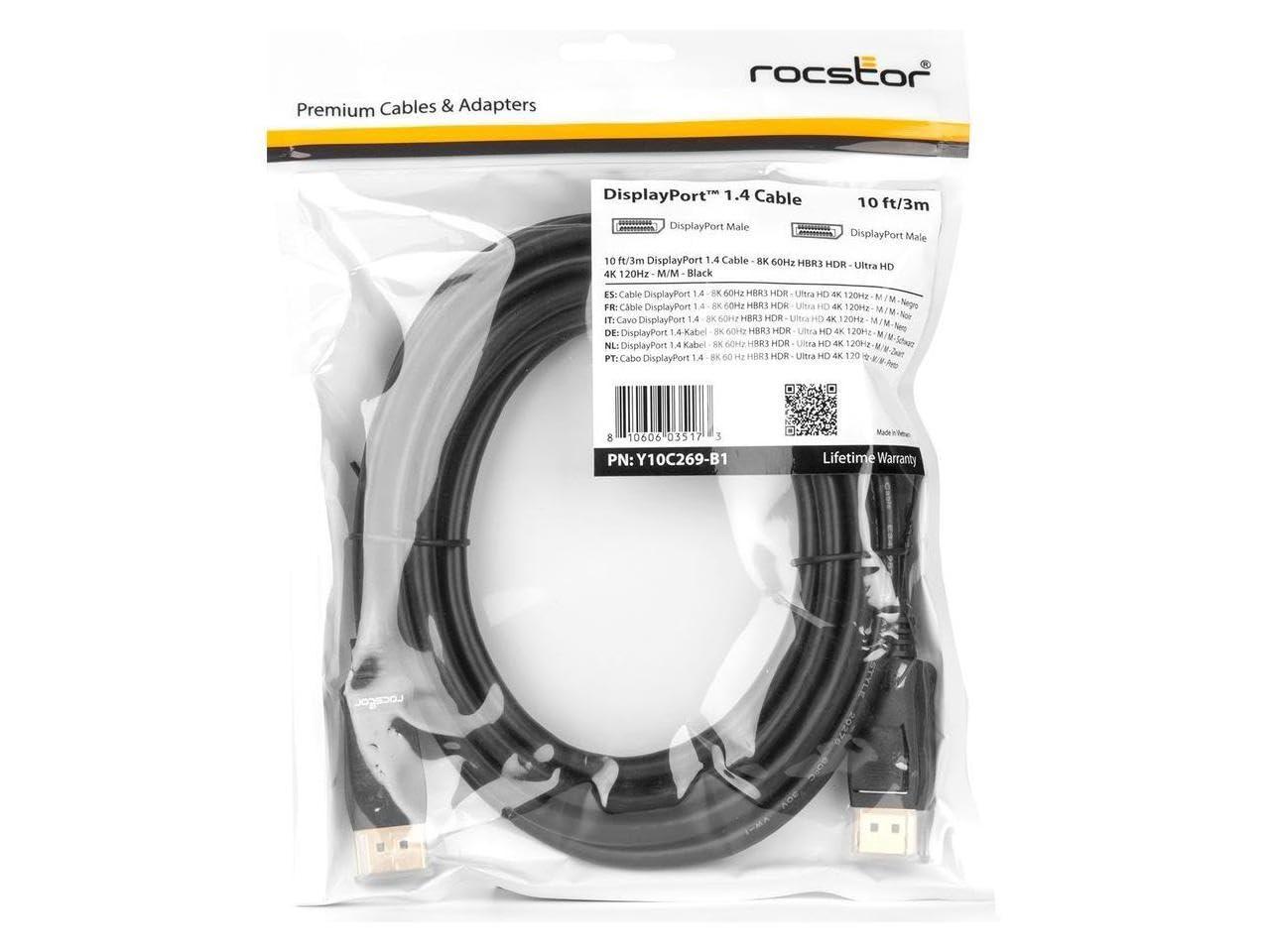 Rocstor Rocstor Premium DisplayPort 1.4 Cable - 8K/60Hz