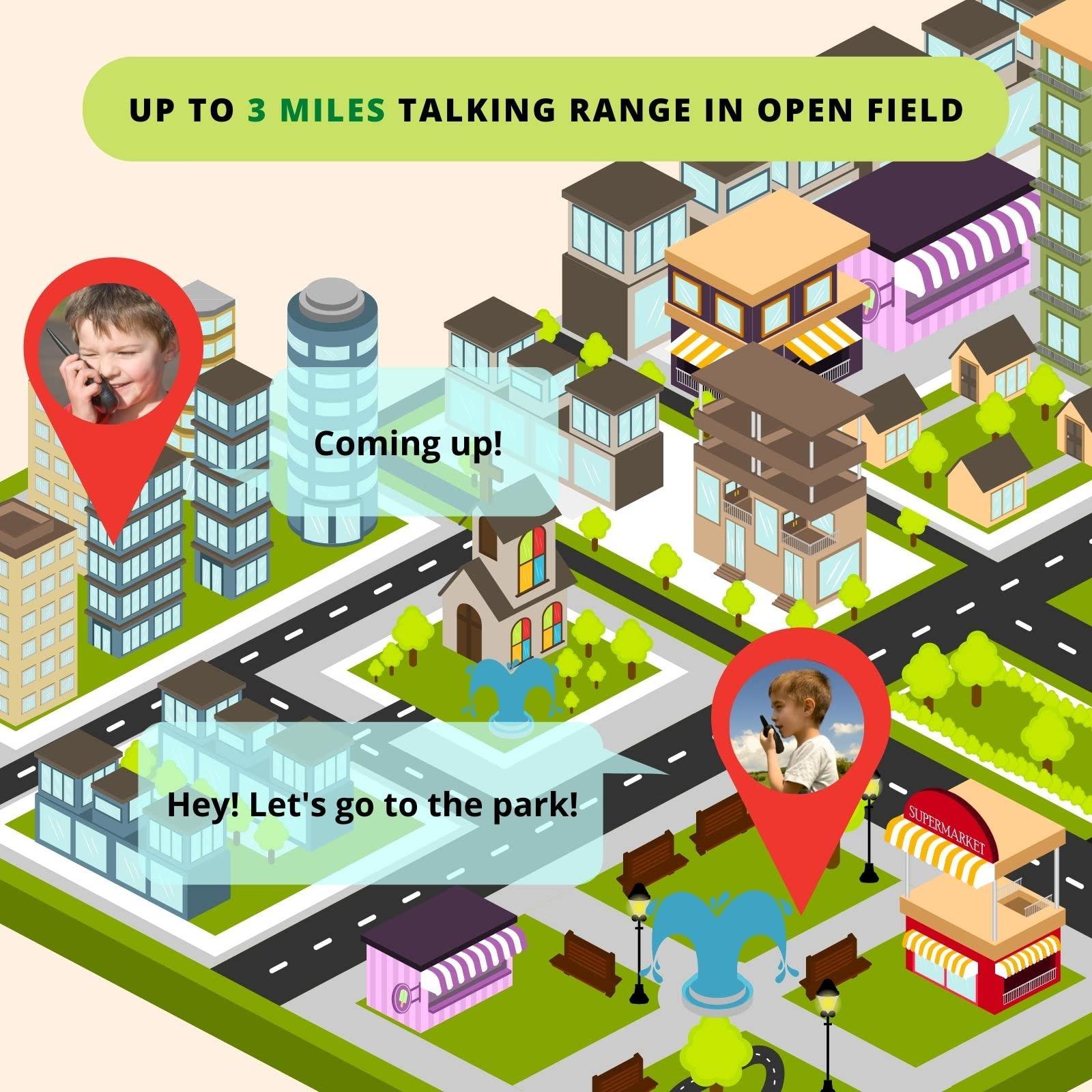 Radioddity Radioddity FS-T3 Walkie Talkies for Adults Kids Long Range 4 Pack Rechargeable Walky Talky FRS Two Way Radio, 22 Channels USB Charging with Flashlight Earpiece for Camping