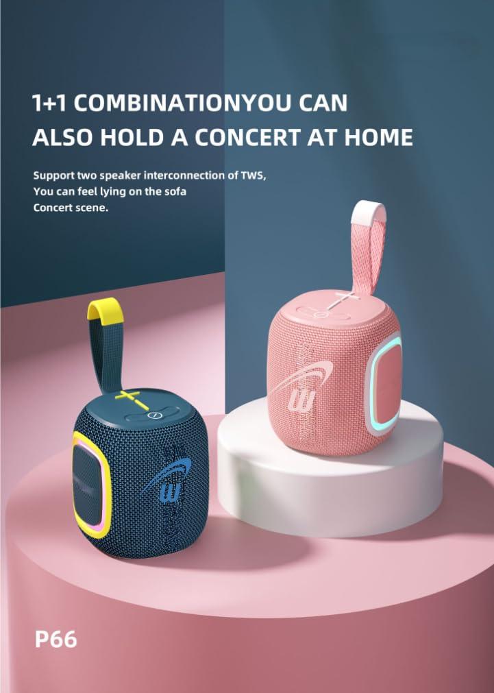 WorryFree Gadgets Waterproof Mini Bluetooth 5.3 Speaker 10M Transmission Distance 5W Output Power for Computer Home Theater Karaoke Player Mobile Phone (Orange)