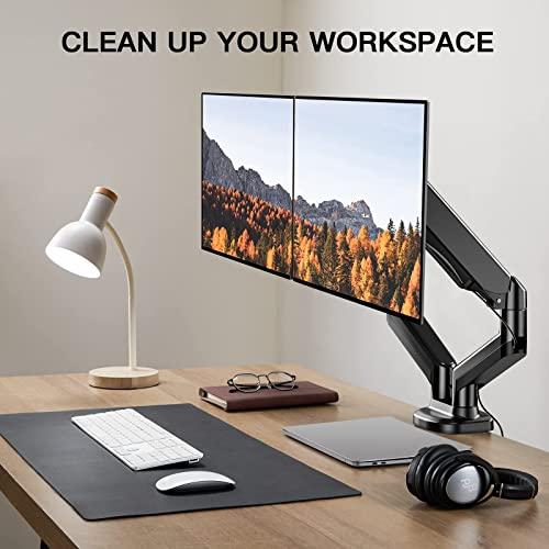 HUANUO HUANUO Dual Monitor Arm for 13 to 27 inch, Gas Spring Monitor Stands for 2 Monitors Vesa Mount with Clamp/Grommet Base, Computer Dual Monitor Desk Mount for up to 17.6 lbs per Arm