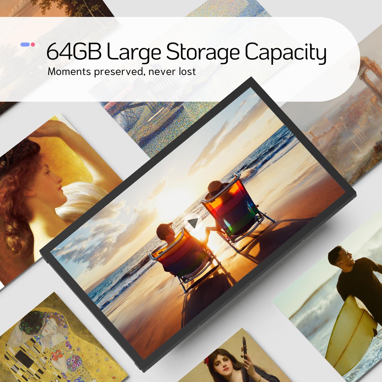 NexFoto NexFoto 21.5 Inch Digital Picture Frame 64GB, Large Digital Photo Frame 1920x1080 IPS FHD with Light Sensor, Auto-Rotate, Remote Control, Easy to Share Photos via App & Email