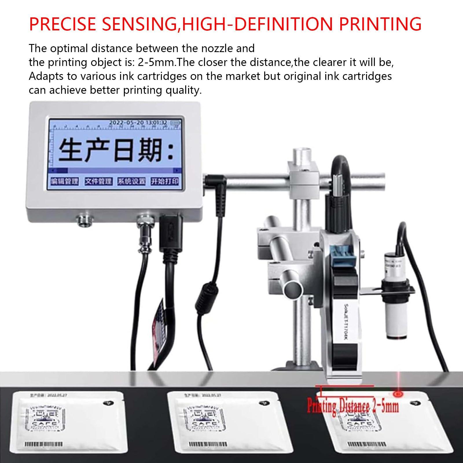 RESKIU RESKIU Online Industrial Inkjet Printer, Batch Coder Automatic Coding Inkjet Code Barcode Quick-Drying Online Batch Coding Printer for Date, Picture, Barcode, Qr Code, Label, Variable Data etc,25.4mm