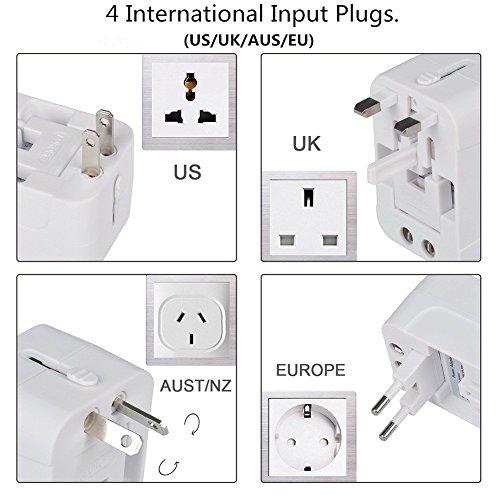 NEWVANGA International Universal All in One Worldwide Travel Adapter Wall Charger AC Power Plug Adapter with Dual USB Charging Ports for USA EU UK AUS European Cell Phone Laptop
