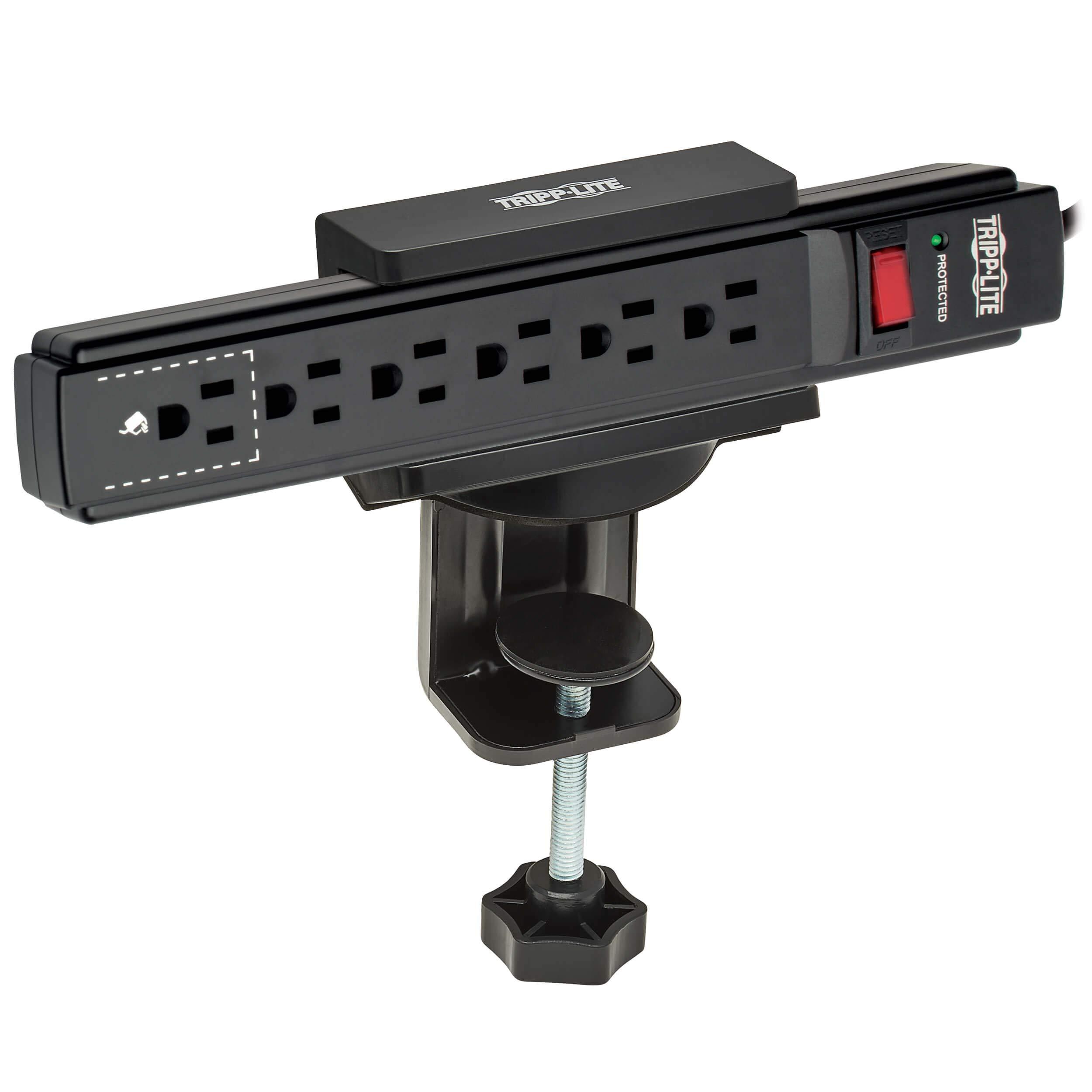 Tripp Lite Tripp Lite Power Strip Holder, Desk Clamp Power Strip Mount, Surge Power Strip Clamp Mount for Surge and Power Strips 1.6\' - 2.4\' Black (CLAMPUSBLK)