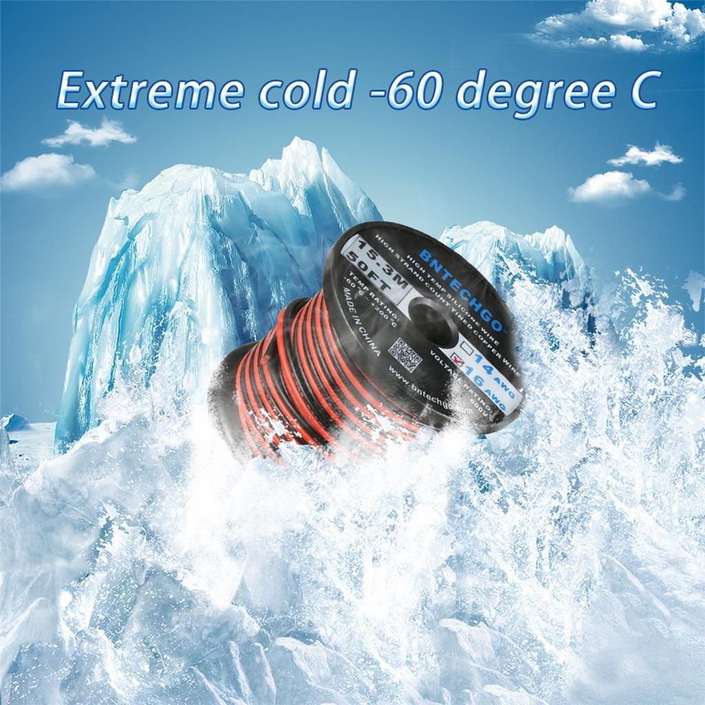 BNTECHGO BNTECHGO 16 Gauge Flexible 2 Conductor Parallel Silicone Wire Spool Red Black High Resistant 200 deg C 600V for Single Color LED Strip Extension Cable Cord,Model,50ft Stranded Tinned Copper Wire