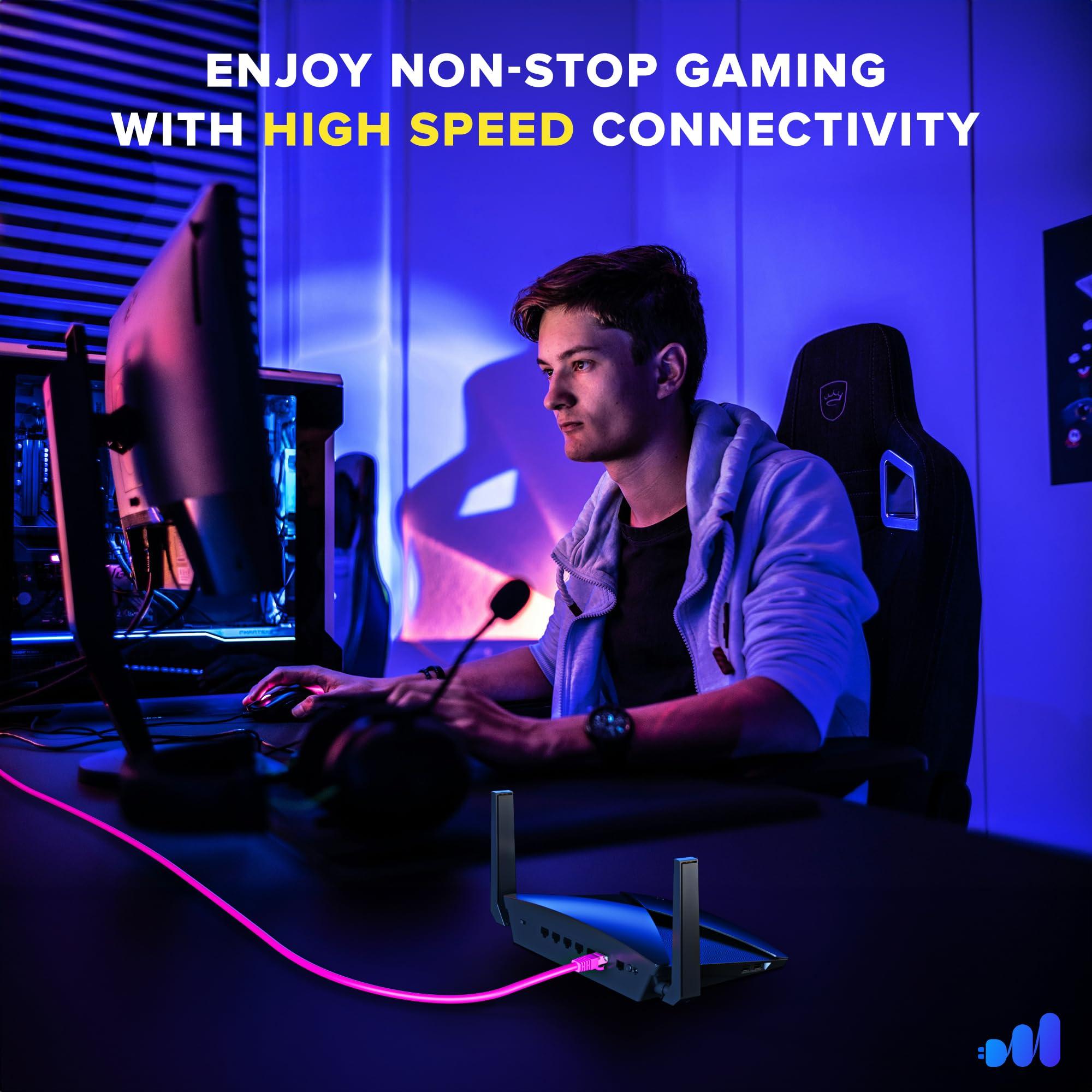 Maximm Maximm Cat 6 Ethernet Cable 4 Ft (50-Pack) - High-Speed LAN, Internet, Patch, and Network Cord - UTP, 10Gbps, 550MHz - Pink