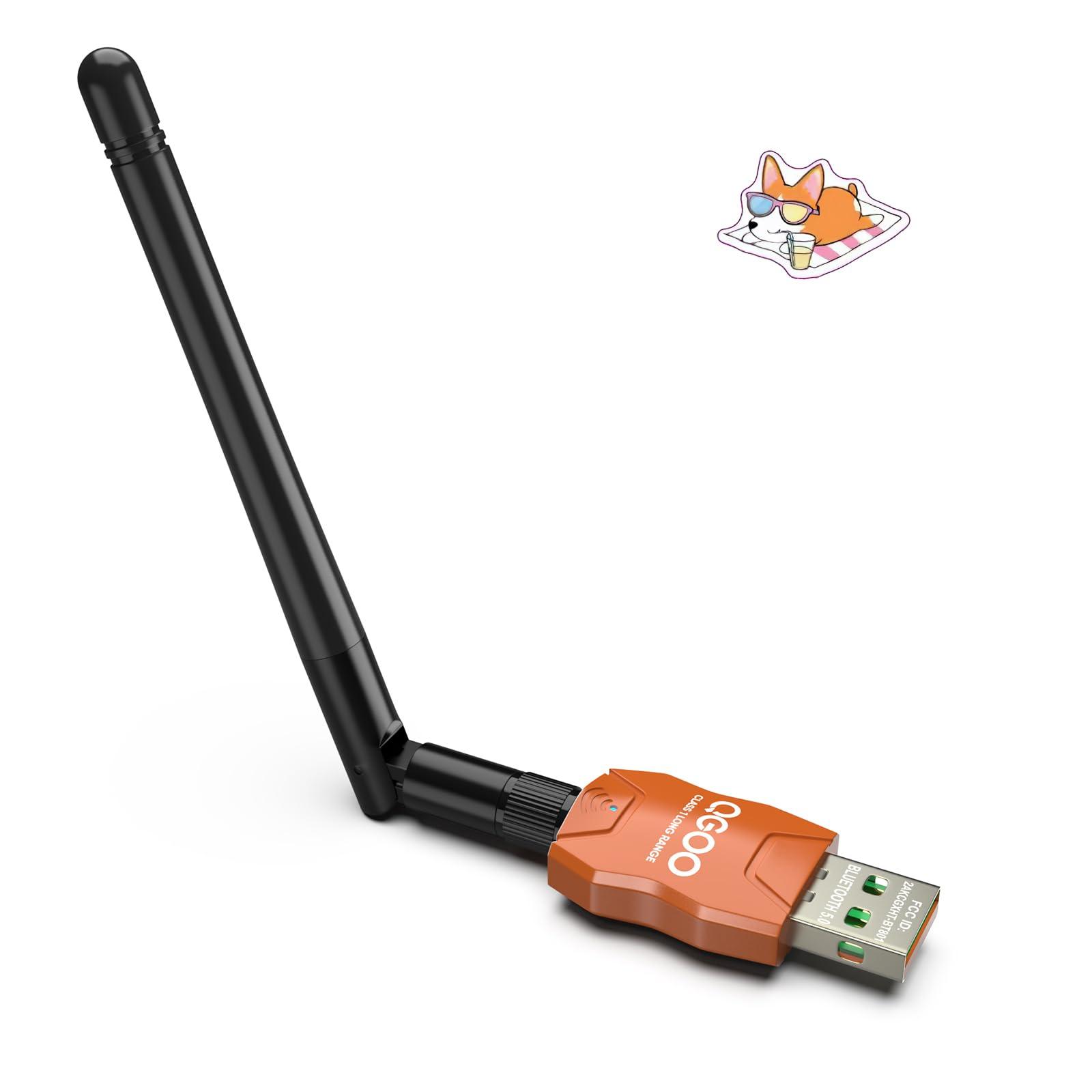 QGOO Class 1 Long Range Bluetooth Adapter for PC, QGOO USB Bluetooth Adapter for PC 5.3+EDR, Dongle Receiver Support Windows10/8.1/8/7orange-071
