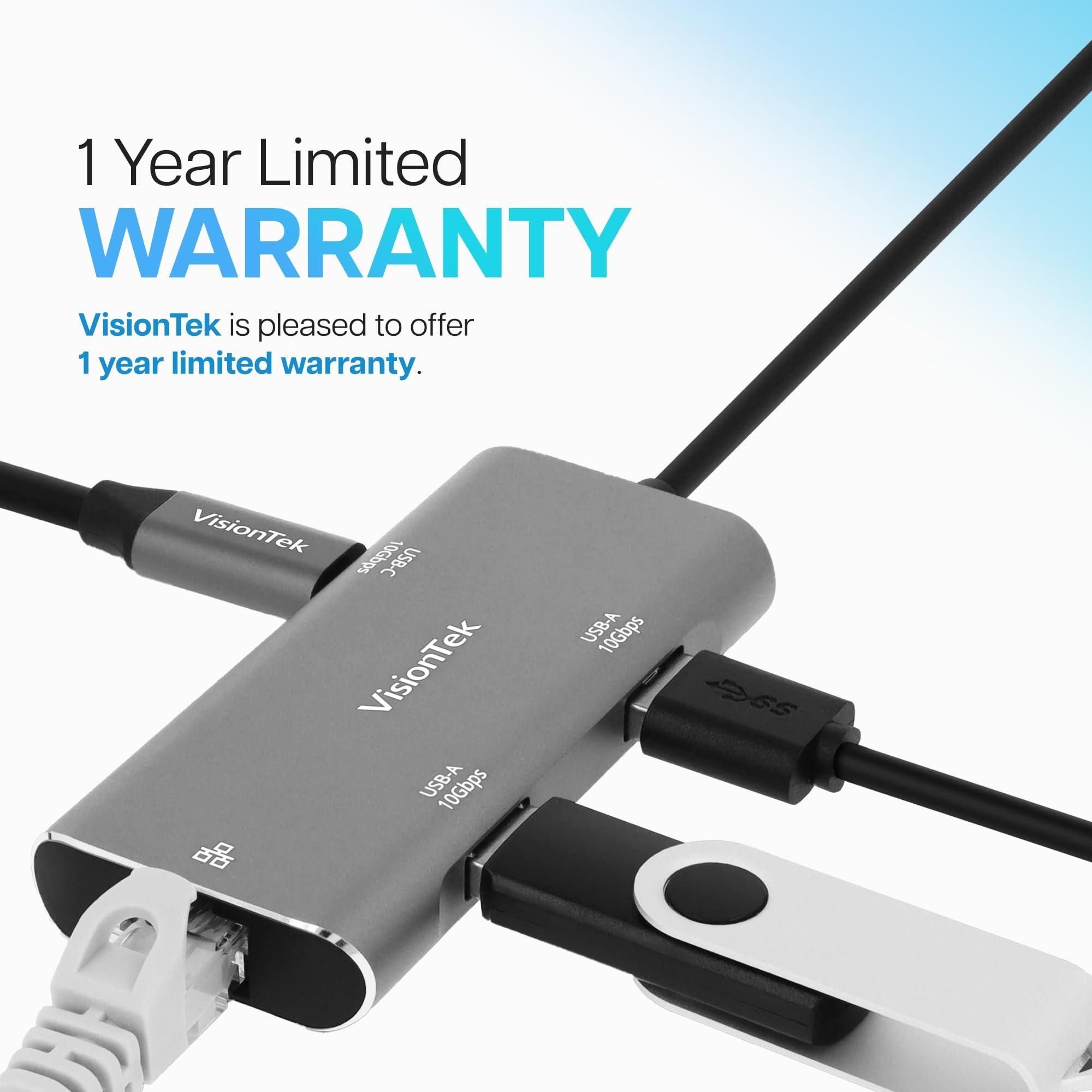 VisionTek VisionTek USB-C Hub with Ethernet, 2X USB-A, 1x USB-C for MacBook, Windows, Chromebook - Portable Bus Powered Adapter