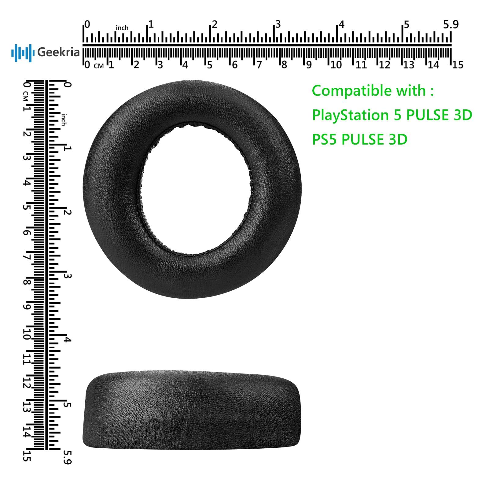 GEEKRIA Geekria Elite Sheepskin Replacement Ear Pads for Sony PlayStation 5 Pulse 3D PS5 Wireless Headphones Ear Cushions, Repair Parts (Black)