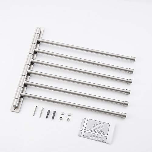 KES KES Swing Out Towel Bar, 6-Bar Folding Arm Swivel Hanger Bathroom Storage Organizer Wall Mount Rustproof 13 Inch SUS 304 Stainless Steel Brushed Finish, A2102S6-2