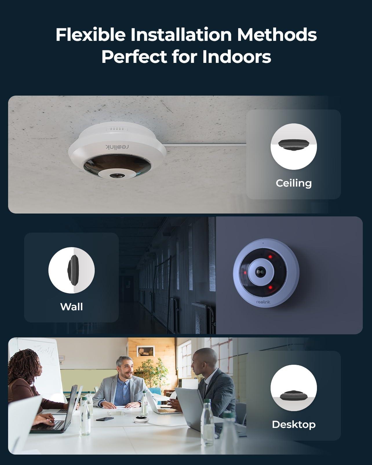 REOLINK Reolink 5MP PoE Security Camera System Bundle, 8PCS 5MP IP Cameras, a 16CH NVR with Pre-Installed 4TB HDD, RLK16-410B8-5MP Bundle with 6MP PoE IP Fisheye Camera