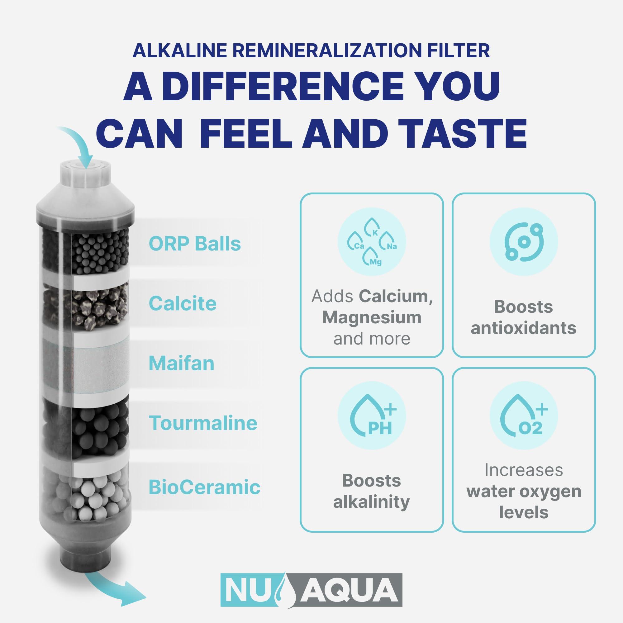 NU Aqua NU Aqua 7-Stage Alkaline & UV Under Sink Reverse Osmosis Water Filter System - Booster Pump - 100 GPD RO Filtration & Remineralization - Faucet & Tank - 100GPD Undersink Home Kitchen Drinking Purifier