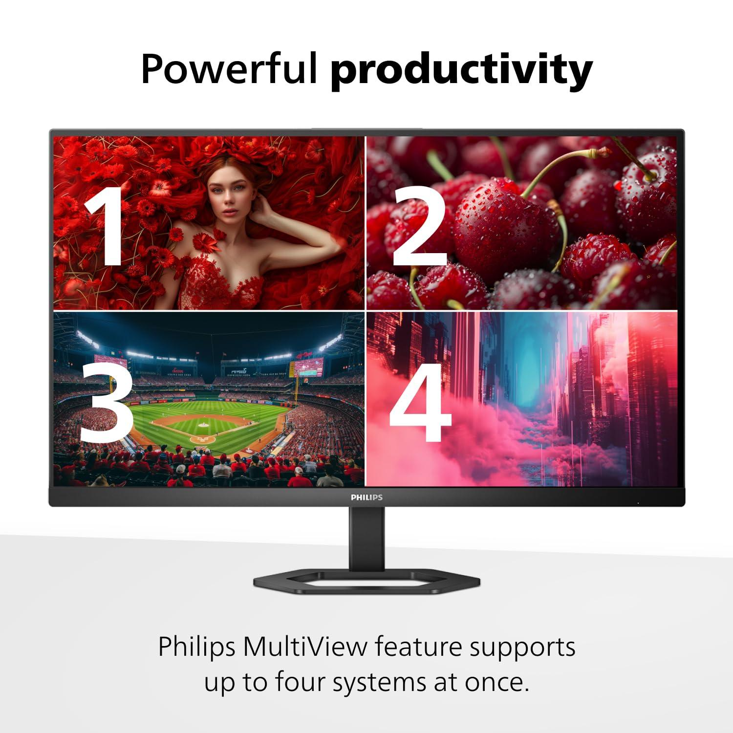Philips Computer Monitors Philips 27E1N5900R 27inch 4K UHD (3840 x 2160) IPS Monitor, HDR 400, VESA, HDMI x1, VGA x1, USB-C x1, Adaptive Sync, 4 Year Advance Replacement Warranty