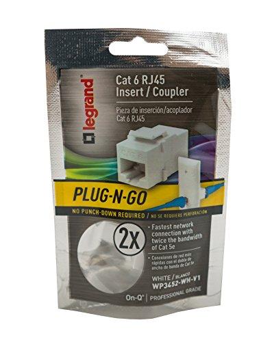 On-Q Legrand - On-Q Cat 6 Coupler, Keystone Insert, White, WP3452WHV1 0.8" x 3.125" x 5.0"