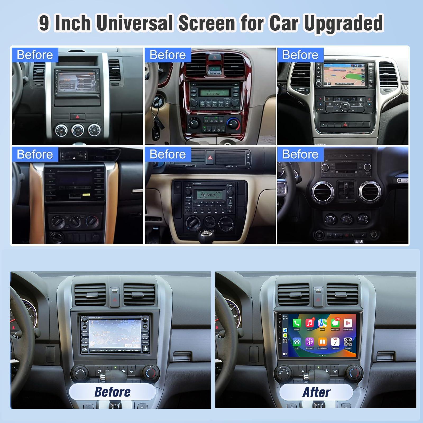 Leadfan 9 Inch Android Car Radio 2+32GB Double Din Stereo with Wireless CarPlay & Android Auto | GPS Navigation FM WiFi BT Dual USB AHD Camera,Universal Touch Screen for Car Upgraded