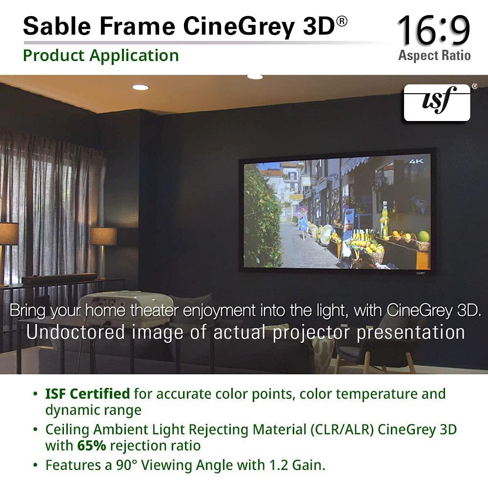 Elite Screens Elite Screens 110-Inch Fixed Frame Projector Screen, Ceiling Light Rejecting, 8K Ultra HD, ISF-Certified CineGrey 3D Material, Indoor Home Theater Screen for Standard Throw Projectors ER110DHD3