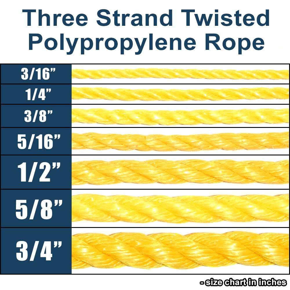Paracord Planet Paracord Planet Three Strand Twisted Polypropylene Rope Indoor and Outdoor Uses (3/16 Inch X 600 Feet, Black)