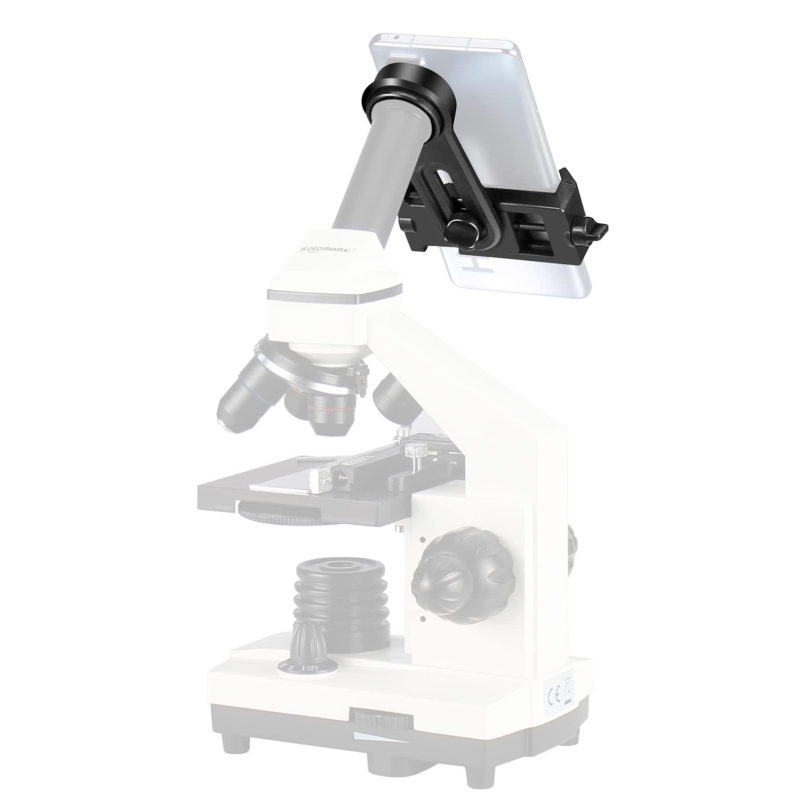 SOLOMARK Microscope Lens Cellphone Adapter, Microscope Smartphone Camera Adapter - for Microscope Eyepiece Tube 23.2mm, Built-in WF 16X Microscope Eyepiece