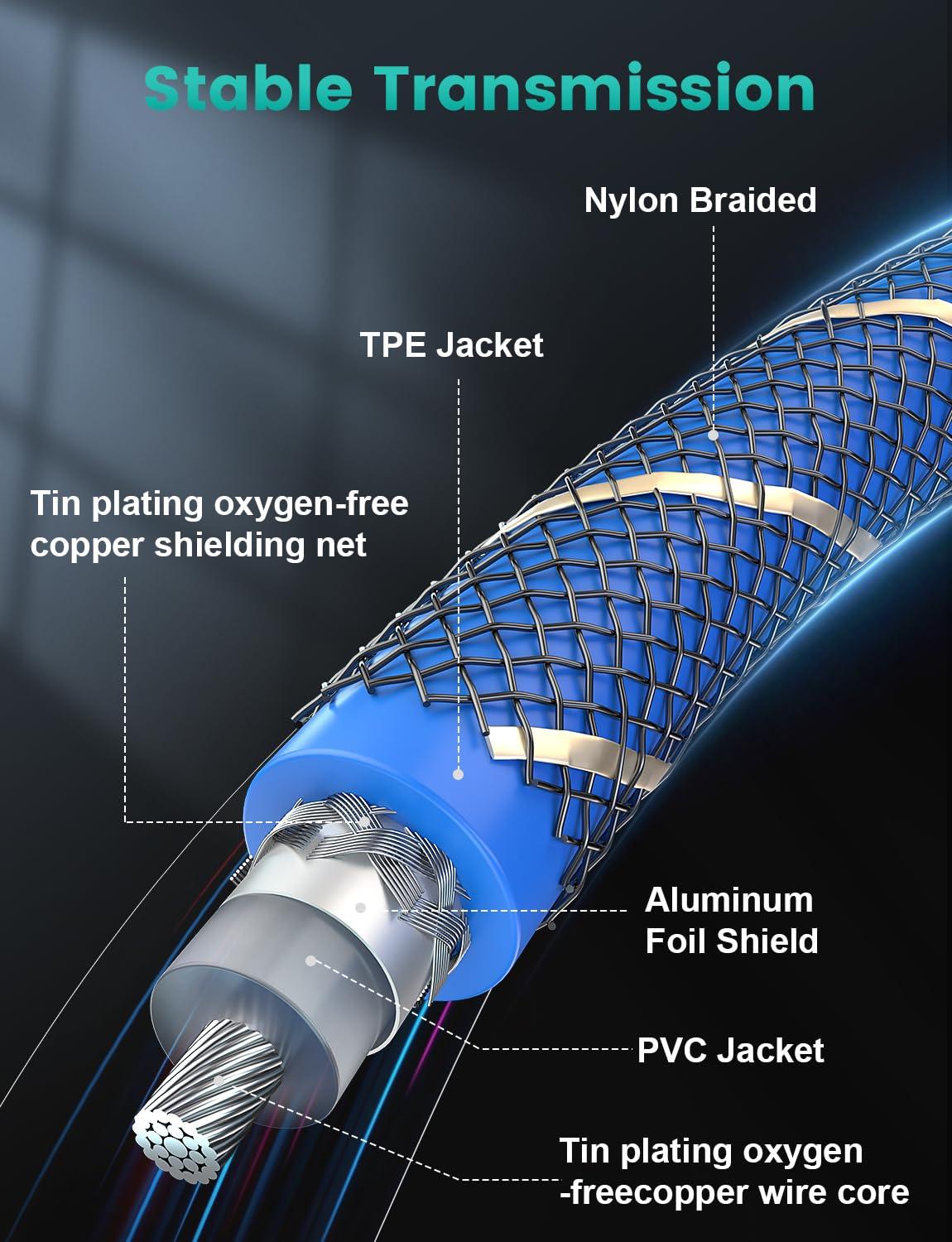 EMK EMK 90 Degree Subwoofer Cable, RCA Cable Male to Male Digital Coaxial Audio Cable for Subwoofer, TV, Sound Bars, Amplifier,Speaker and More-Blue (90 Degree to Straight(1 Pack), 5FT/1.5M)