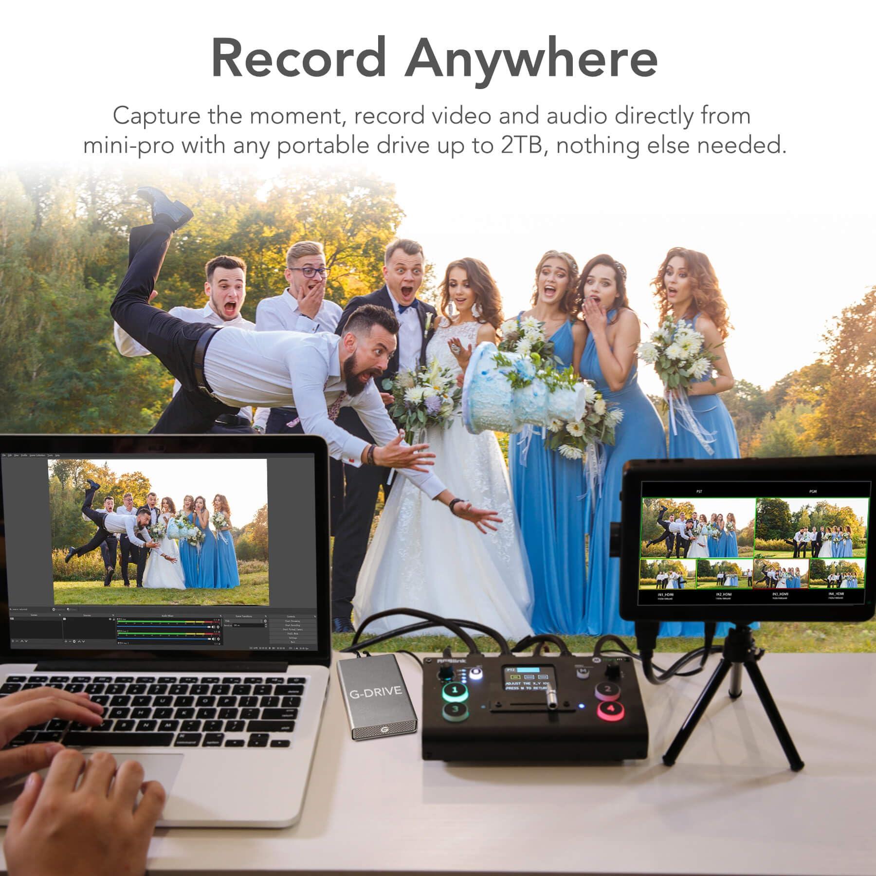 RGBlink RGBlink Mini-pro Multi Camera Video Mixer Switcher with On-Board Monitor 4K HDMI Live Streaming Switcher Chroma Key Logo Overlay USB3.0 Output for Church, Webinars, Weddings, Social Events