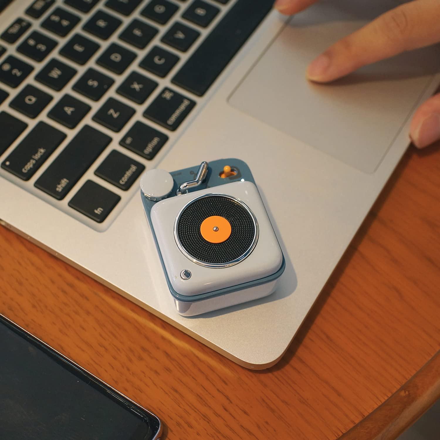 Muzen Muzen Mini Bluetooth Speaker, Button Portable Metal Small Cute Wireless Speaker, Rechargeable HiFi Loud Volume Audio Speaker with Portable Lanyard and Gift Box, Classic Retro Decor Gift