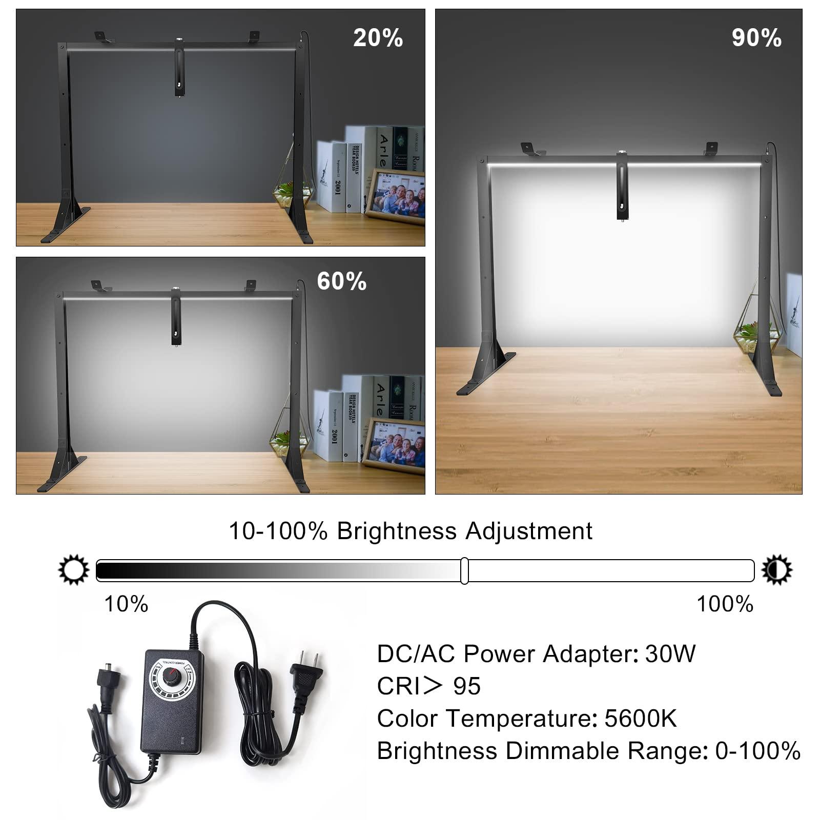 Gltire Gltire Overhead Camera Mount Rig Top-Down Shots with 5600K Led Photography Lighting, Table Top Desk Mount Stand for Camera DSLR Photo Video DIY Art Studio Painting Vlogging with Phone Grip/Clamps