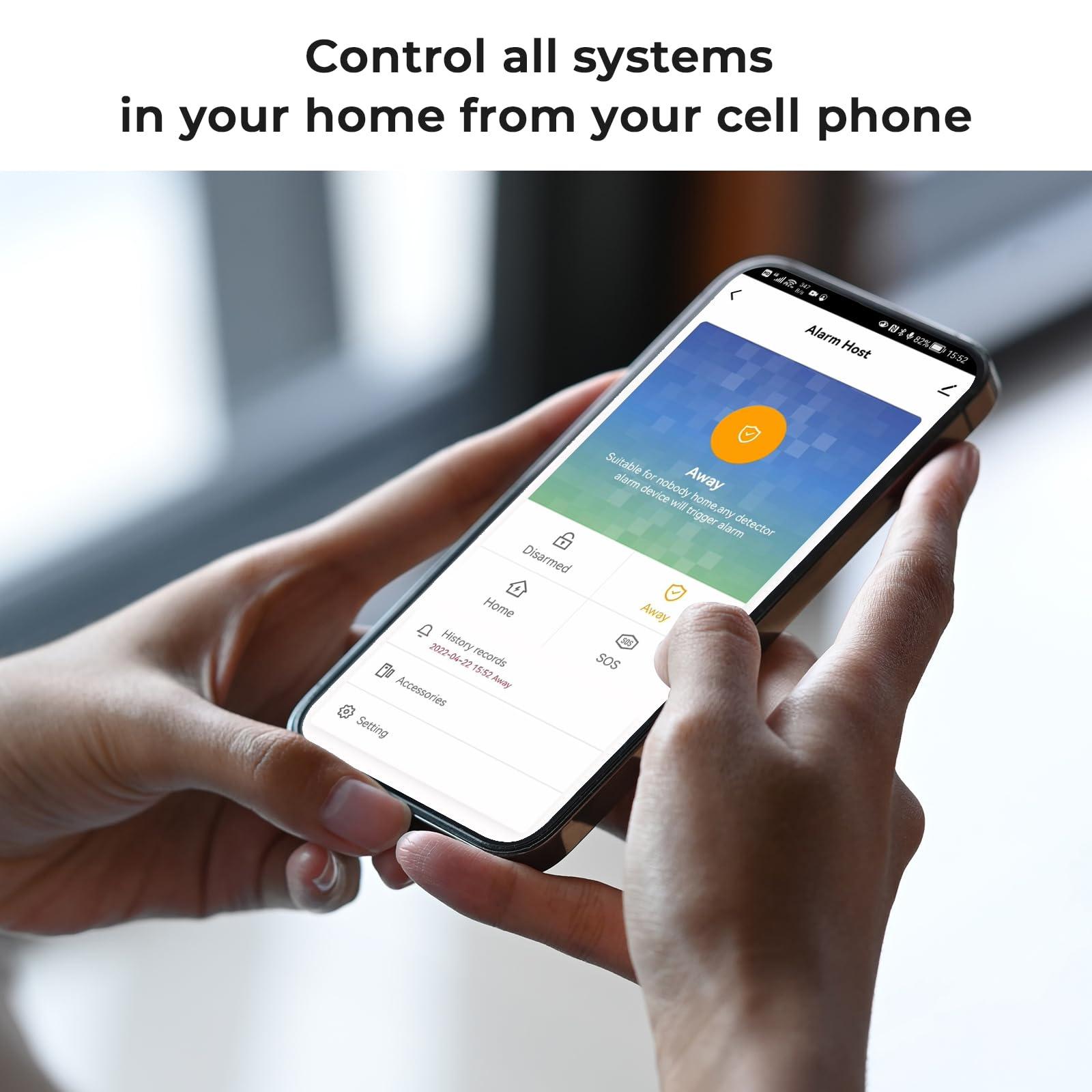 Clouree Touch Screen Alarm System for Whole House Security, WiFi Wireless Home Alarm 20 Piece Kit with Siren, PIR Motion Sensor, Remote Controls, Window/Door Sensor,Support SMS Push